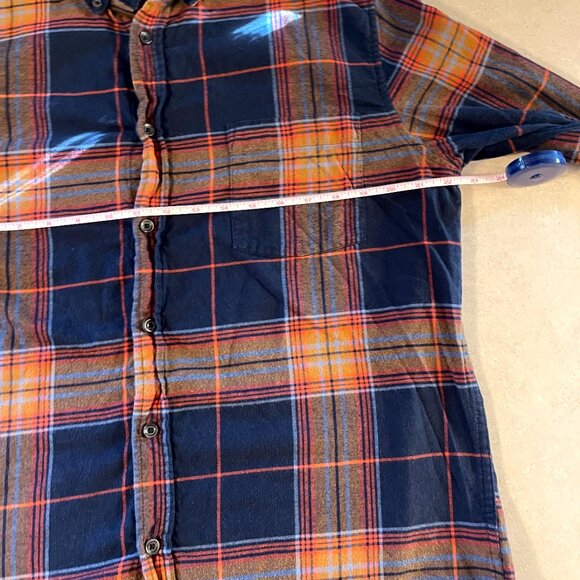 Goodfellow & Co Men's Plaid Flannel Size Large  Navy Orange And Grey - Picture 6 of 7